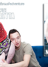 Toyboy loves fucking his shaved 72 year old stepgrandma Noretta on her couch